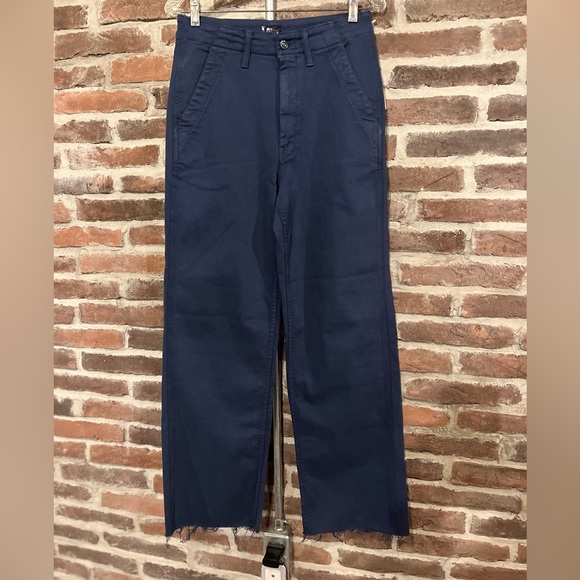 NWT Mother The Major Zip Sneak Fray Insignia Blue Straight Jean - Picture 3 of 15